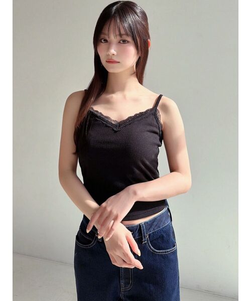 RESEXXY（リゼクシー）の「レーストリミングキャミ（キャミソール・レディース・ブラック/ブラウン/ホワイト・FREE）」の5枚目の写真