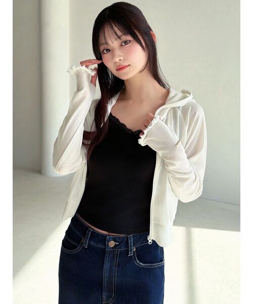 RESEXXY（リゼクシー）の「レーストリミングキャミ（キャミソール・レディース・ブラック/ブラウン/ホワイト・FREE）」の6枚目の写真