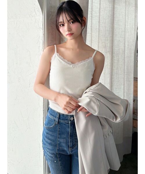 RESEXXY（リゼクシー）の「レーストリミングキャミ（キャミソール・レディース・ブラック/ブラウン/ホワイト・FREE）」の7枚目の写真