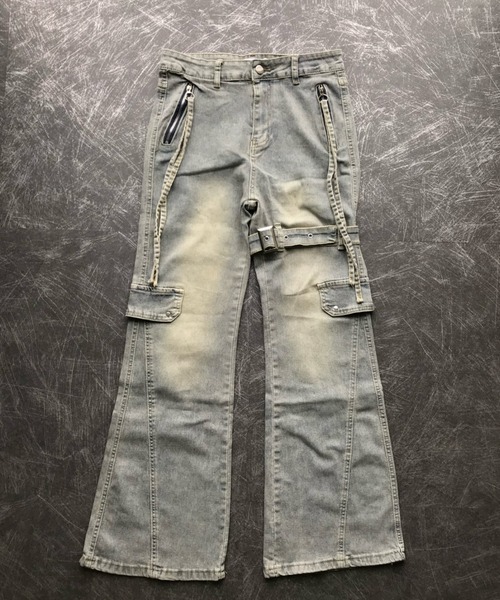 Teem Store(チームストア)の「サイドリボンポケット付きストレッチフレアスキニーデニムパンツ(デニムパンツ・レディース・ブルー・L/M)」の7枚目の写真