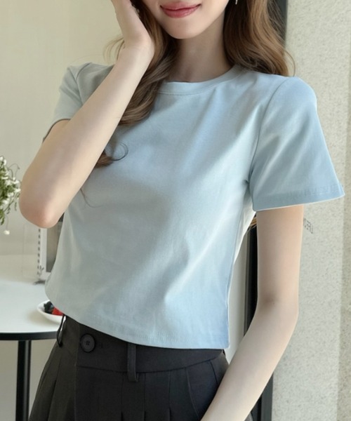 Ada.(エイダ)の「ベーシック クロップド 半袖Tシャツ(Tシャツ/カットソー・レディース・グレー/ピンク/ホワイト/ライトブルー/ブラック・FREE)」の13枚目の写真