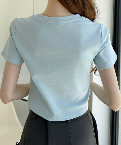 Ada.(エイダ)の「ベーシック クロップド 半袖Tシャツ(Tシャツ/カットソー・レディース・グレー/ピンク/ホワイト/ライトブルー/ブラック・FREE)」の14枚目の写真