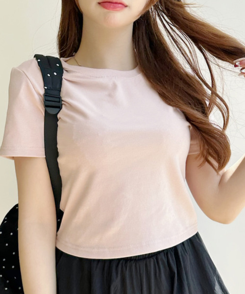 Ada.(エイダ)の「ベーシック クロップド 半袖Tシャツ(Tシャツ/カットソー・レディース・グレー/ピンク/ホワイト/ライトブルー/ブラック・FREE)」の22枚目の写真