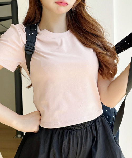 Ada.(エイダ)の「ベーシック クロップド 半袖Tシャツ(Tシャツ/カットソー・レディース・グレー/ピンク/ホワイト/ライトブルー/ブラック・FREE)」の7枚目の写真