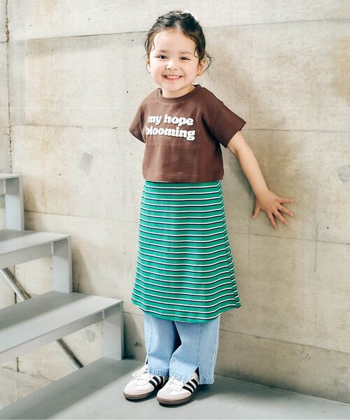 apres les cours（アプレレクール）の「【WEB限定】ショート丈ロゴTシャツ×キャミワンピ2Pセット（ワンピース・キッズ・グリーン/ピンク・100/120/130/140/110/90）」の5枚目の写真