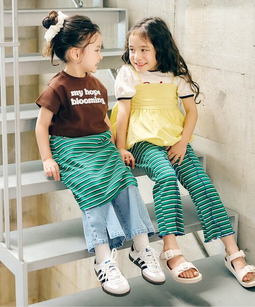 apres les cours（アプレレクール）の「【WEB限定】ショート丈ロゴTシャツ×キャミワンピ2Pセット（ワンピース・キッズ・グリーン/ピンク・100/120/130/140/110/90）」の8枚目の写真