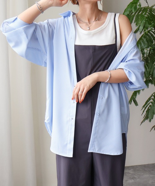 NYLAUS(ナイラス)の「【SG】ラッシュガードBIGシャツ 長袖シャツ オーバーサイズシャツ(シャツ/ブラウス・レディース・ブルー/イエロー/ブルー系その他/ホワイト/イエロー系その他/ブルー系その他2・M)」の3枚目の写真