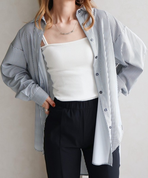 NYLAUS(ナイラス)の「【SG】ラッシュガードBIGシャツ 長袖シャツ オーバーサイズシャツ(シャツ/ブラウス・レディース・ブルー/イエロー/ブルー系その他/ホワイト/イエロー系その他/ブルー系その他2・M)」の4枚目の写真