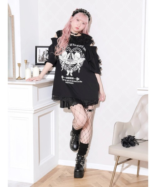 NOEMIE(ノエミー)の「レース衿袖リボンエンジェルチュニック(Tシャツ/カットソー・レディース・ブラック/ピンク・M)」の9枚目の写真