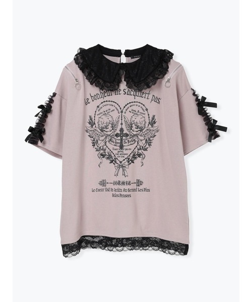 NOEMIE(ノエミー)の「レース衿袖リボンエンジェルチュニック(Tシャツ/カットソー・レディース・ブラック/ピンク・M)」の10枚目の写真