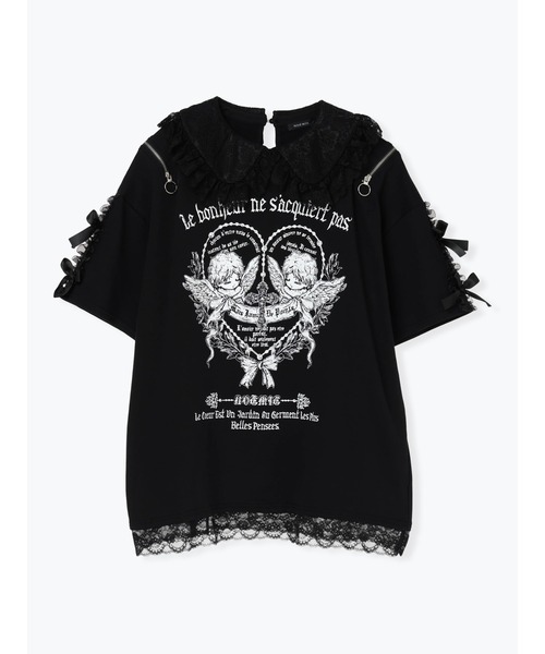 NOEMIE(ノエミー)の「レース衿袖リボンエンジェルチュニック(Tシャツ/カットソー・レディース・ブラック/ピンク・M)」の11枚目の写真