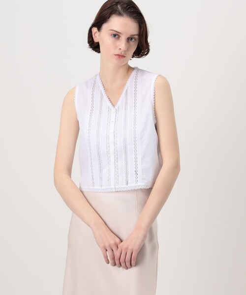 TOMORROWLAND collection(トゥモローランドコレクション)の「コットンコンビネーション ショートブラウス(シャツ/ブラウス・レディース・ホワイト/ブラック・36)」の4枚目の写真