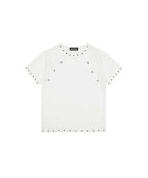 (DUC) Eyelet Stud Semi-Crop T-Shirt White
