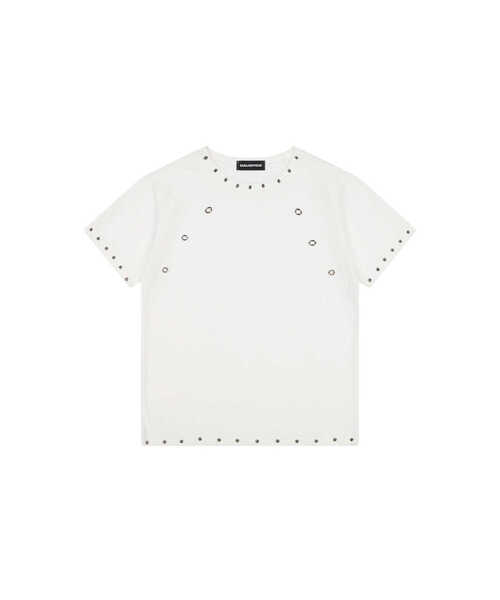 DAUSPICE(ディーオスピス)の「(DUC) Eyelet Stud Semi-Crop T-Shirt White(Tシャツ/カットソー・レディース・ホワイト・ONE SIZE)」の1枚目の写真