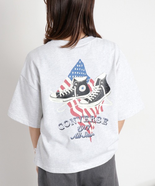 cepo(セポ)の「【CONVERSE】CVハイカットシューズプリント ショートスリーブTee(Tシャツ/カットソー・レディース・ブラック/パープル/オートミール・M)」の1枚目の写真