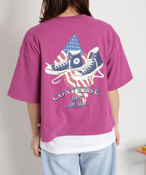cepo(セポ)の「【CONVERSE】CVハイカットシューズプリント ショートスリーブTee(Tシャツ/カットソー・レディース・ブラック/パープル/オートミール・M)」の5枚目の写真