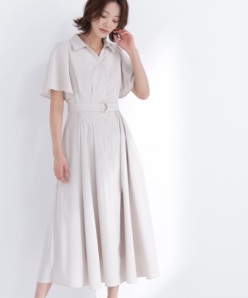 NATURAL BEAUTY BASIC（ナチュラルビューティーベーシック）の「【sweet4月号掲載】【ちょうど、いい服】“初めまして”がうまくいく好印象ワンピース（シャツワンピース・レディース・ベージュ/ネイビー/イエロー/ブルー・SMALL/MEDIUM/LARGE/P/S）」の2枚目の写真