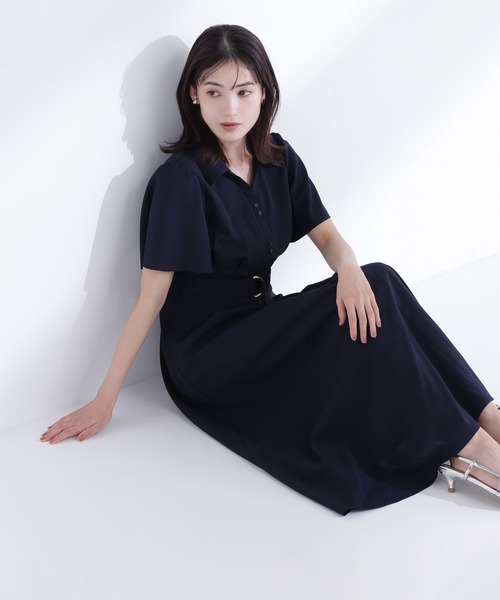 NATURAL BEAUTY BASIC（ナチュラルビューティーベーシック）の「【sweet4月号掲載】【ちょうど、いい服】“初めまして”がうまくいく好印象ワンピース（シャツワンピース・レディース・ベージュ/ネイビー/イエロー/ブルー・SMALL/MEDIUM/LARGE/P/S）」の3枚目の写真