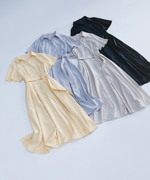 NATURAL BEAUTY BASIC（ナチュラルビューティーベーシック）の「【sweet4月号掲載】【ちょうど、いい服】“初めまして”がうまくいく好印象ワンピース（シャツワンピース・レディース・ベージュ/ネイビー/イエロー/ブルー・SMALL/MEDIUM/LARGE/P/S）」の4枚目の写真