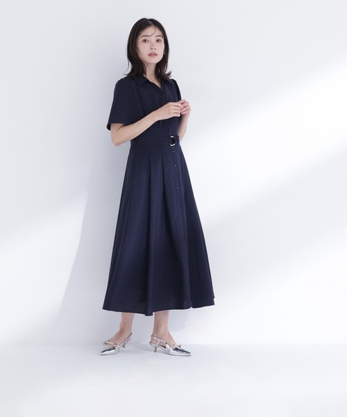 NATURAL BEAUTY BASIC（ナチュラルビューティーベーシック）の「【sweet4月号掲載】【ちょうど、いい服】“初めまして”がうまくいく好印象ワンピース（シャツワンピース・レディース・ベージュ/ネイビー/イエロー/ブルー・SMALL/MEDIUM/LARGE/P/S）」の19枚目の写真