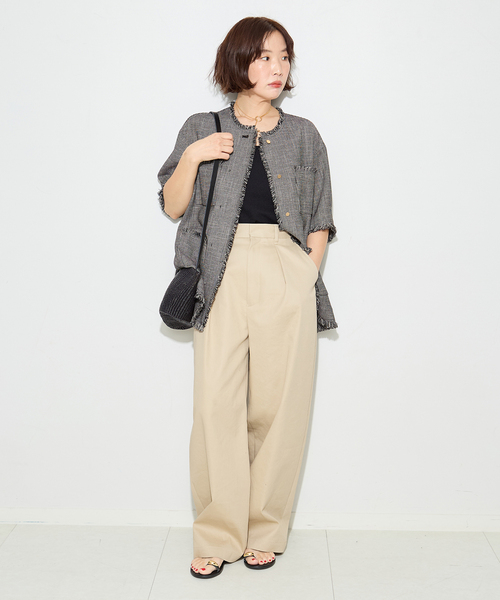 journal standard L'essage（ジャーナルスタンダードレサージュ）の「TWEEDY MESH ショートスリーブジャケット（ノーカラージャケット・レディース・ブラック/ブラック系その他・FREE）」の16枚目の写真