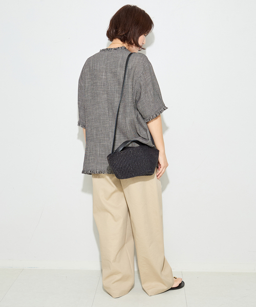 journal standard L'essage（ジャーナルスタンダードレサージュ）の「TWEEDY MESH ショートスリーブジャケット（ノーカラージャケット・レディース・ブラック/ブラック系その他・FREE）」の17枚目の写真