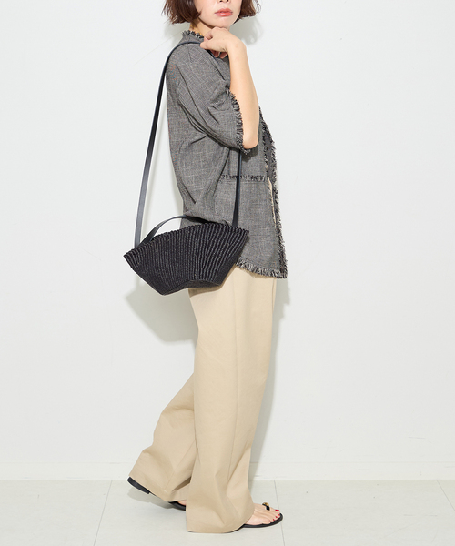 journal standard L'essage（ジャーナルスタンダードレサージュ）の「TWEEDY MESH ショートスリーブジャケット（ノーカラージャケット・レディース・ブラック/ブラック系その他・FREE）」の18枚目の写真