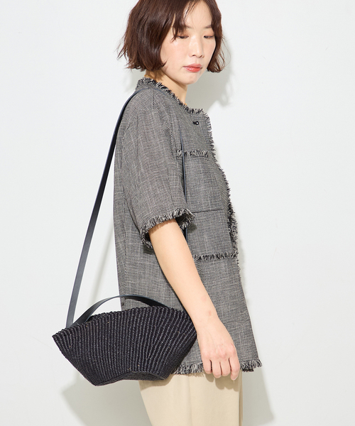 journal standard L'essage（ジャーナルスタンダードレサージュ）の「TWEEDY MESH ショートスリーブジャケット（ノーカラージャケット・レディース・ブラック/ブラック系その他・FREE）」の20枚目の写真