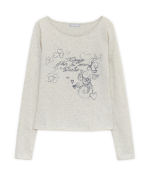 HUG YOUR SKIN（ハグユアスキン）の「メロウプリントロングスリーブTシャツ（クリーム）（Tシャツ/カットソー）」