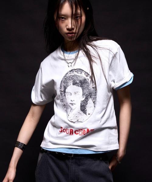 WHO'S WHO gallery(フーズフーギャラリー)の「【Soucream】VenusリメイクスタッズTEE(Tシャツ/カットソー・レディース・ホワイト/チャコールグレー/グレー/ピンク/サックスブルー・SMALL/MEDIUM)」の1枚目の写真