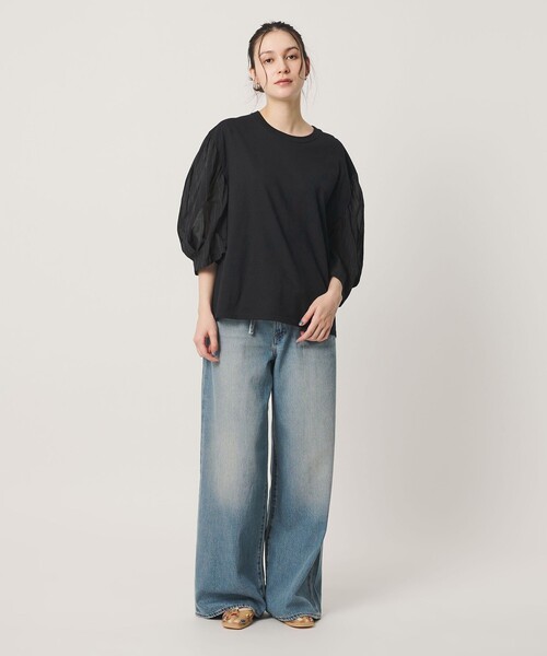 dahl'ia(ダリア)の「【WEB限定】<dahl’ia>リメイク パワーショルダー プルオーバー(Tシャツ/カットソー・レディース・ホワイト/ブラック・FREE)」の19枚目の写真