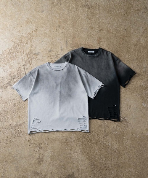 ADAMASTE（アダマスト）の「Vintage Like Gradation T-shirt - ヴィンテージライクグラデーションTシャツ（Tシャツ/カットソー・メンズ・ブラック系/グレー系・MEDIUM/LARGE）」の3枚目の写真