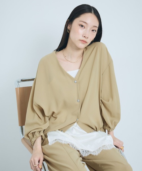 LEPSIM(レプシィム)の「マルメリカーデ7分袖シャツ 639527(シャツ/ブラウス・レディース・ネイビー/チャコールグレー/ベージュ系その他・FREE)」の2枚目の写真