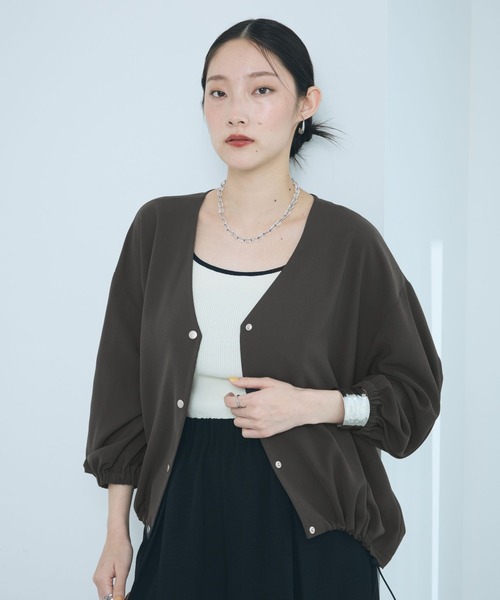 シャツ/ブラウス(長袖/七分) mieli invariant   Vest Docking Blouse マルメリカーデ7分袖シャツ 639527（シャツ/ブラウス）｜LEPSIM