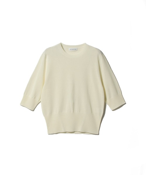 ESTNATION（エストネーション）の「ESTNATION / クリアコットンクルーネックニット（ニット/セーター・レディース・ピンク/ライトグリーン/ブラック/オフホワイト・FREE）」の2枚目の写真