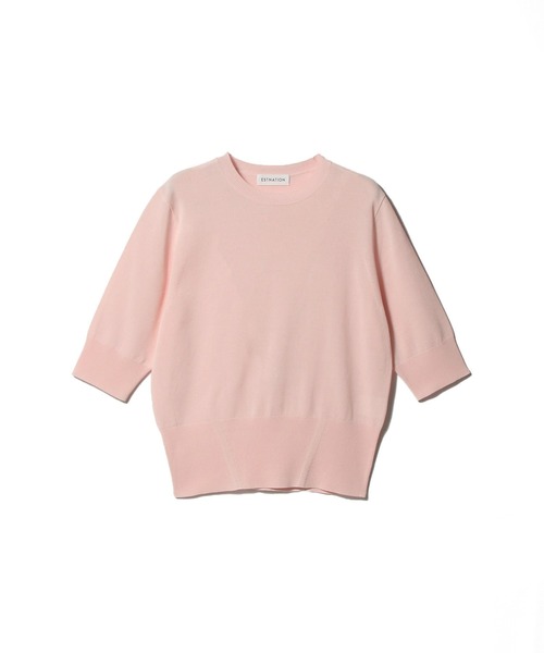 ESTNATION（エストネーション）の「ESTNATION / クリアコットンクルーネックニット（ニット/セーター・レディース・ピンク/ライトグリーン/ブラック/オフホワイト・FREE）」の4枚目の写真
