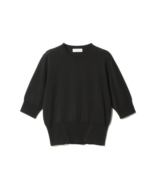 ESTNATION（エストネーション）の「ESTNATION / クリアコットンクルーネックニット（ニット/セーター・レディース・ピンク/ライトグリーン/ブラック/オフホワイト・FREE）」の3枚目の写真