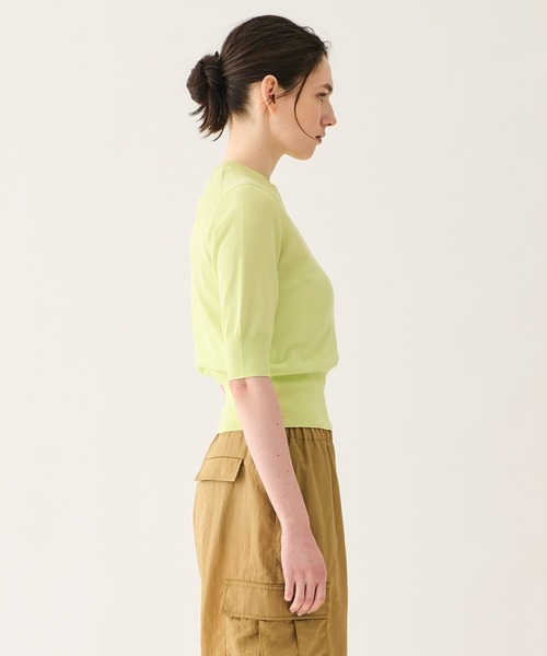 ESTNATION（エストネーション）の「ESTNATION / クリアコットンクルーネックニット（ニット/セーター・レディース・ピンク/ライトグリーン/ブラック/オフホワイト・FREE）」の5枚目の写真