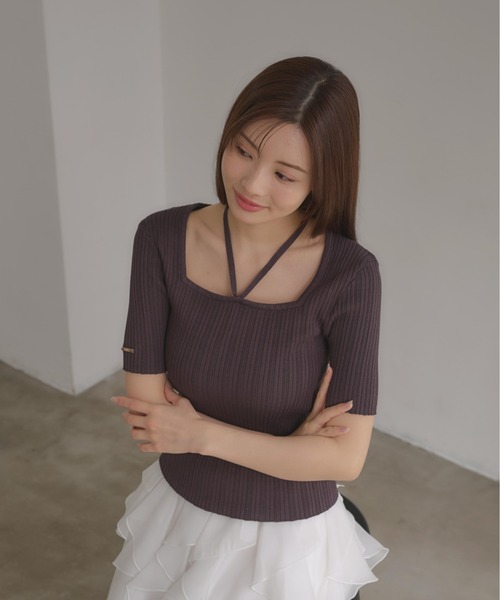 SOELA(ソエラ)の「【INGNI SOELA】取り外し可能 2wayホルターネックリブニット/WEB限定(ニット/セーター・レディース・アイボリー/ブラック/グレー・FREE)」の3枚目の写真