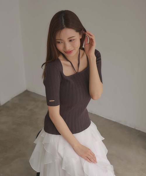 SOELA(ソエラ)の「【INGNI SOELA】取り外し可能 2wayホルターネックリブニット/WEB限定(ニット/セーター・レディース・アイボリー/ブラック/グレー・FREE)」の14枚目の写真