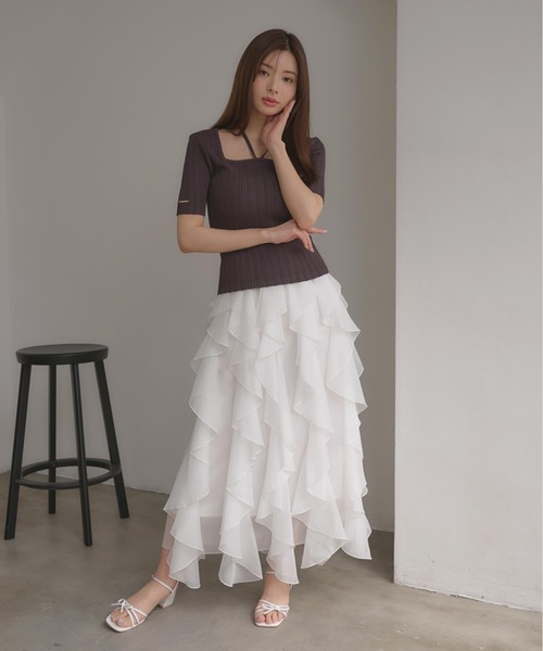 SOELA(ソエラ)の「【INGNI SOELA】取り外し可能 2wayホルターネックリブニット/WEB限定(ニット/セーター・レディース・アイボリー/ブラック/グレー・FREE)」の15枚目の写真