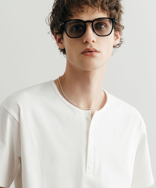 LURAKU(ルラク)の「【LURAKU】Henry Neck Short Sleeve Tee / ヘンリーネック半袖Tシャツ(Tシャツ/カットソー・メンズ・ブラック/オフホワイト/グレー・M/L/S)」の8枚目の写真