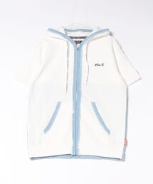 (RM)【LUXE/R】コットン100% 天竺 デニム切替 パーカ zip パーカー