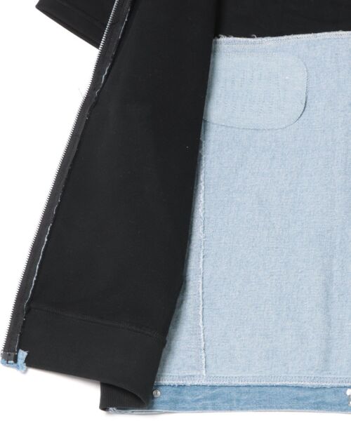 LUXE/R(ラグジュ)の「(RM)【LUXE/R】コットン100% 天竺 デニム切替 パーカ zip パーカー(パーカー・メンズ・ホワイト/ブラック・LARGE/X-LARGE)」の4枚目の写真