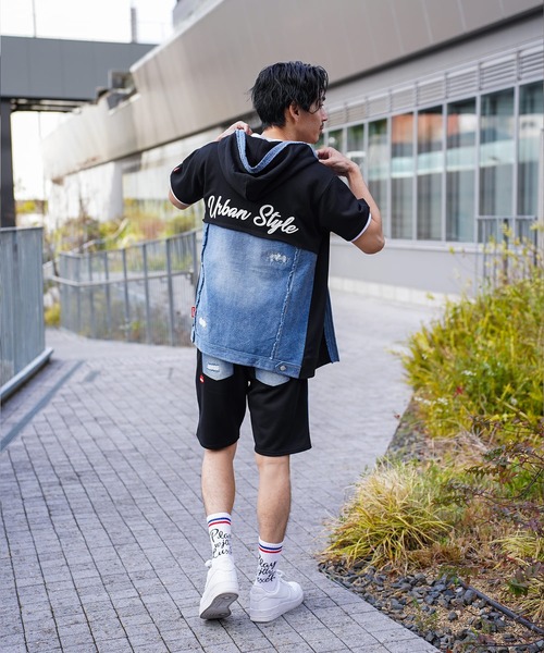 LUXE/R(ラグジュ)の「(RM)【LUXE/R】コットン100% 天竺 デニム切替 パーカ zip パーカー(パーカー・メンズ・ホワイト/ブラック・LARGE/X-LARGE)」の16枚目の写真