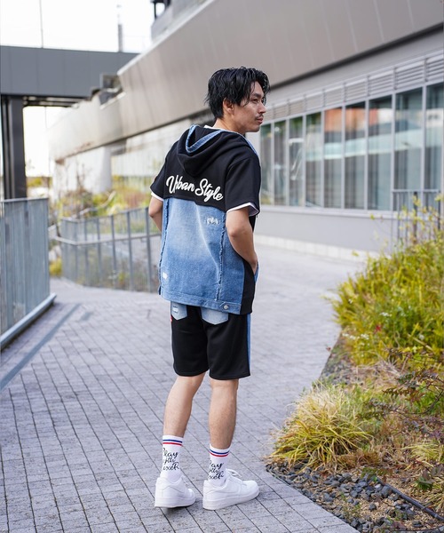 LUXE/R(ラグジュ)の「(RM)【LUXE/R】コットン100% 天竺 デニム切替 パーカ zip パーカー(パーカー・メンズ・ホワイト/ブラック・LARGE/X-LARGE)」の17枚目の写真