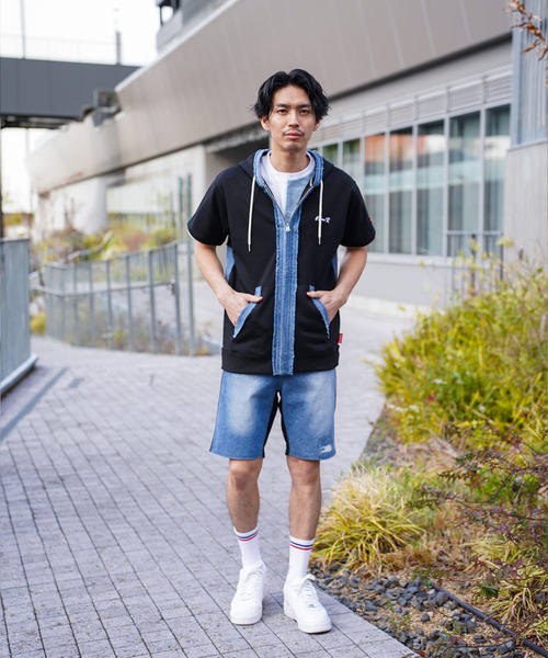 LUXE/R(ラグジュ)の「(RM)【LUXE/R】コットン100% 天竺 デニム切替 パーカ zip パーカー(パーカー・メンズ・ホワイト/ブラック・LARGE/X-LARGE)」の21枚目の写真