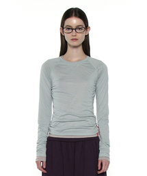 PARTIMENTO WOMEN | PWC シア レグラン スティッチ ロングスリーブT_ミント(Tシャツ/カットソー)