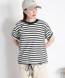 cepo | 〈さらっと涼しい、シルキータッチ〉シルケットコットン フロントドロストショートスリーブTee(Tシャツ/カットソー)