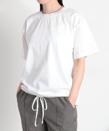 〈さらっと涼しい、シルキータッチ〉シルケットコットン フロントドロストショートスリーブTee